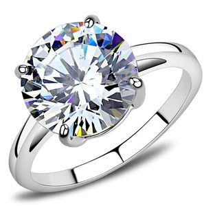Luxury Stainless Steel Ring CZ Sz 7